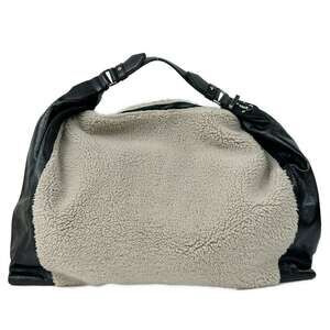 Jimmy Choo Tote Bag Cream Black Chemical Fiber Leather